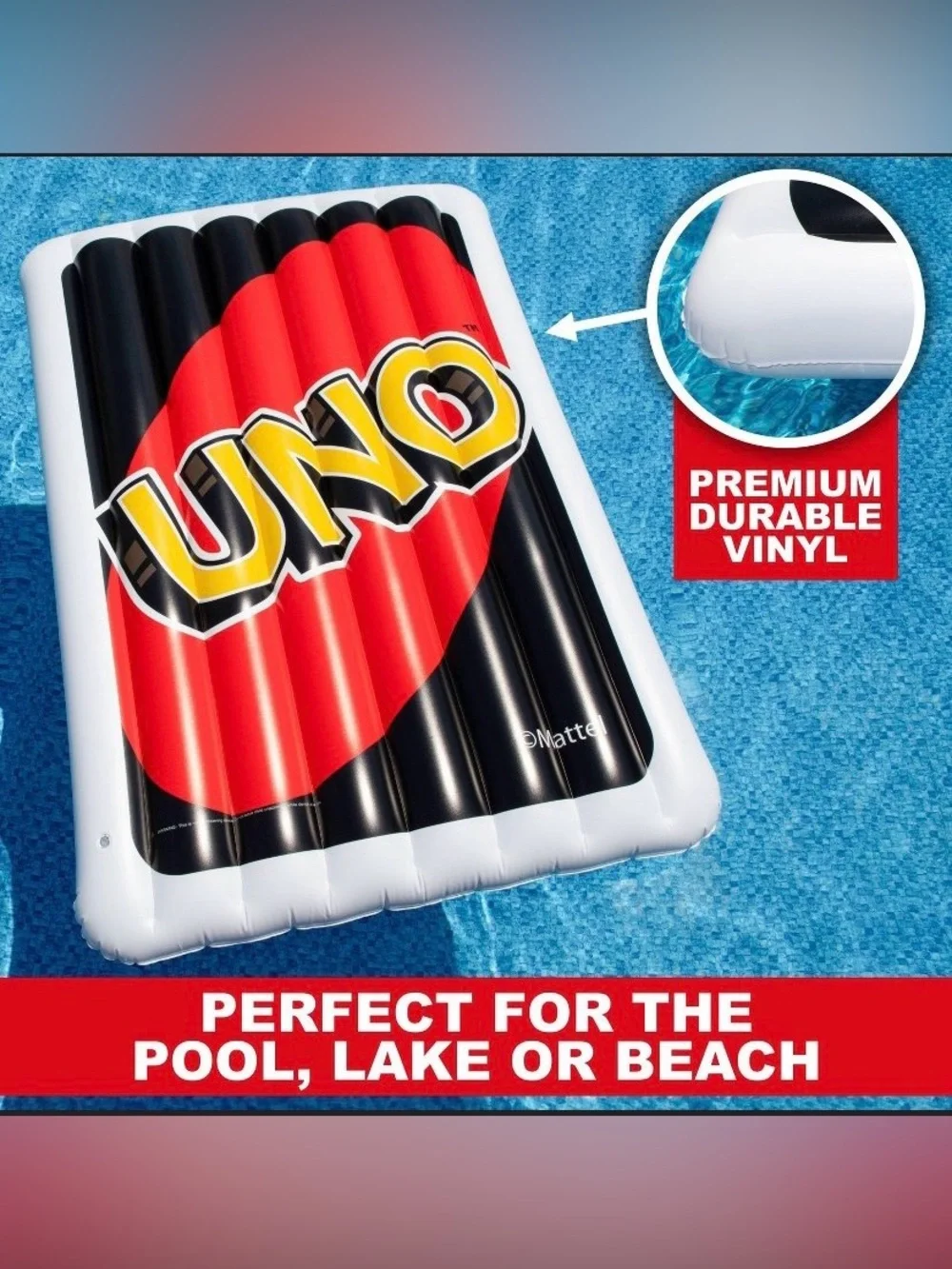 UNO Double Sided Pool Float 6 Ft Inflatable Raft Mattel NEW Factory Sealed